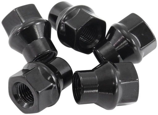 CONICAL ET STYLE OPEN BLACK WHEEL NUTS - 1/2-20" PACK OF 5 