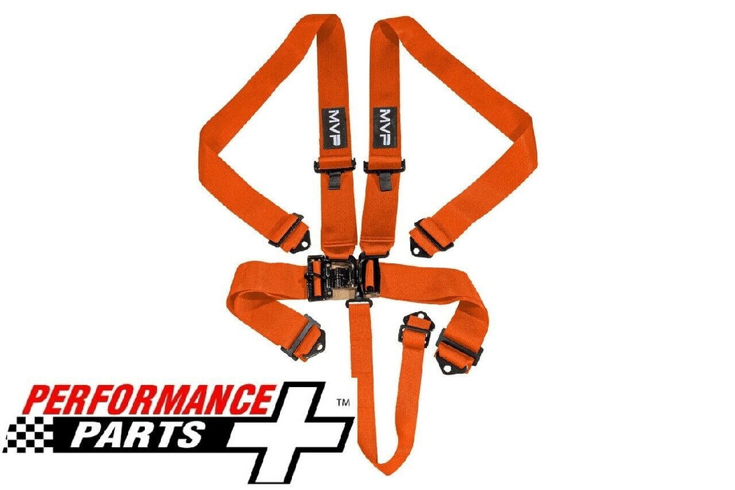 MVP RACING HARNESS, 5 POINT 3" BELTS LATCH TYPE, ORANGE SFI APPROVED