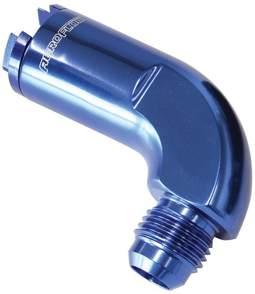 90° PUSH-ON EFI FUEL FITTING 5/16" RETURN SIDE TO -6AN, BLUE