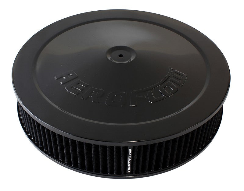 BLACK 14" x 3" AIR FILTER ASSEMBLY WITH 1-1/8" DROP BASE, 5-1/8" NECK