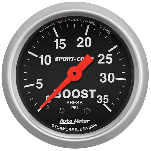 AUTOMETER SPORT-COMP SERIES BOOST GAUGE 2-1/16", FULL SWEEP MECHANICAL, 0-35psi