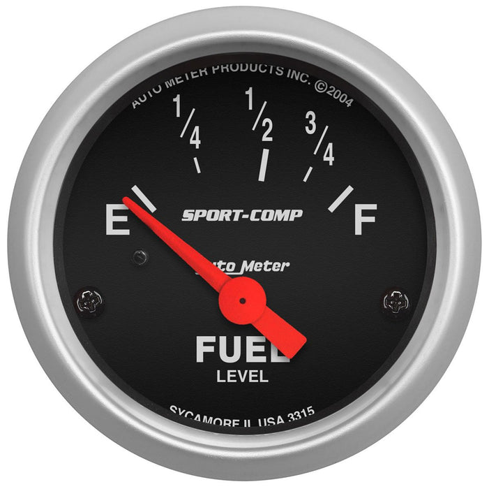 Sport-Comp Series Fuel Level Gauge, 2-1/16", Short Sweep Electric, Ford, 73 ohms Empty, 8-12 ohms Full