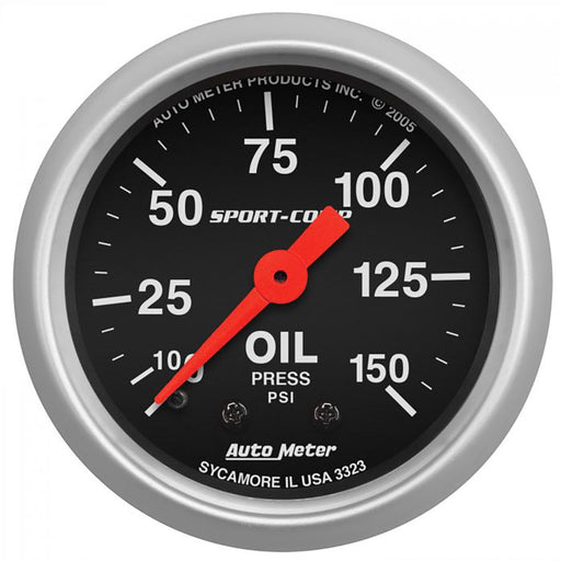 AUTOMETER SPORT-COMP SERIES OIL PRESSURE GAUGE 2-1/16", FULL SWEEP MECHANICAL, 0-150 psi