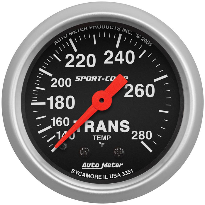 AUTOMETER SPORT-COMP SERIES TRANSMISSION TEMPERATURE GAUGE 2-1/16", FULL SWEEP MECHANICAL, 140-280°F