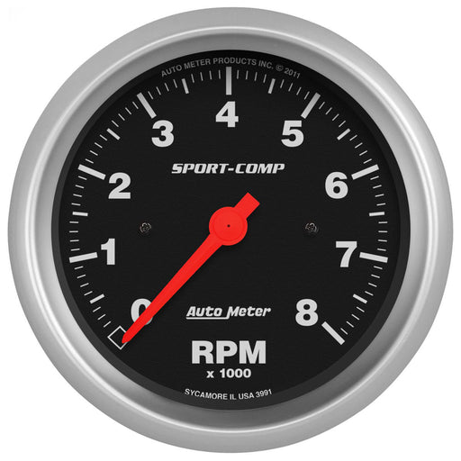 Sport-Comp Series Tachometer 3-3/8", In-Dash, 0-8,000 rpm 