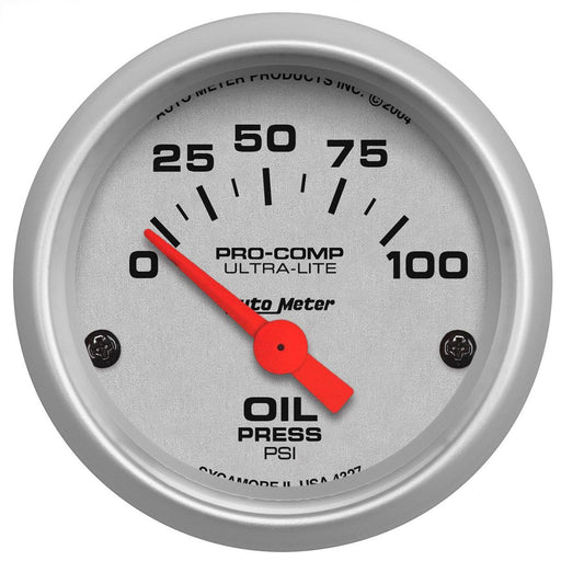 AUTOMETER ULTRA-LITE SERIES OIL PRESSURE GAUGE 2-1/16", SHORT SWEEP ELECTRIC, 0-100 psi