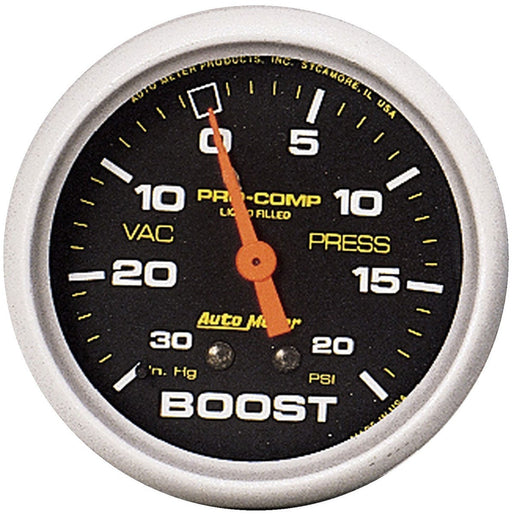 AUTOMETER PRO-COMP SERIES BOOST / VACUUM GAUGE 2-5/8", LIQUID FILLED MECHANICAL, 30 In.Hg / 20 psi