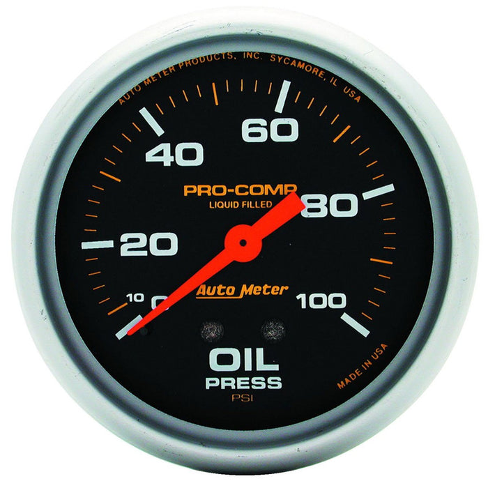 AUTOMETER PRO-COMP SERIES OIL PRESSURE GAUGE 2-5/8", LIQUID FILLED MECHANICAL, 0-100 psi