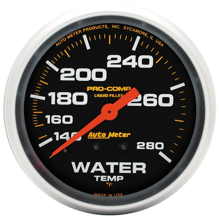 AUTOMETER PRO-COMP SERIES WATER TEMPERATURE GAUGE 2-5/8", LIQUID FILLED MECHANICAL, 140-280°F