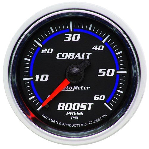 AUTOMETER COBALT SERIES BOOST GAUGE, 2-1/16", FULL SWEEP MECHANICAL, 0-60 psi 