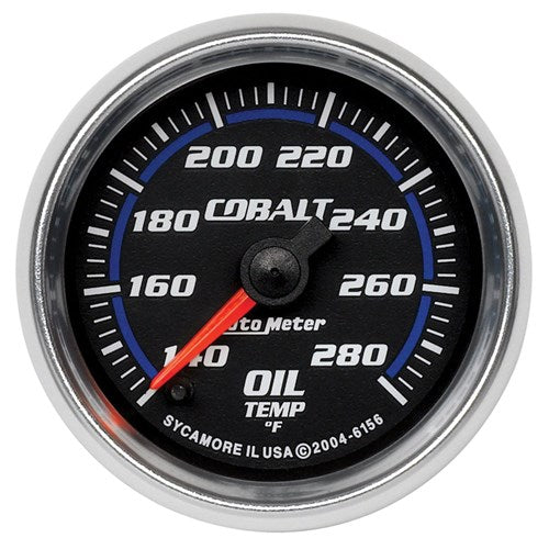 AUTOMETER COBALT SERIES OIL TEMPERATURE GAUGE, 2-1/16", FULL SWEEP ELECTRIC, 140-280°F