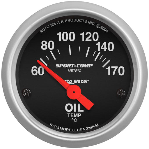 Sport-Comp Series Oil Temperature Gauge 2-1/16", Short Sweep Electric, Metric, 60-150°C 