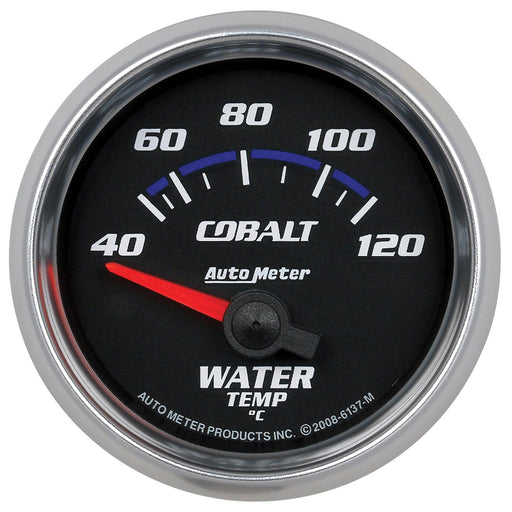 AUTOMETER COBALT SERIES WATER TEMPERATURE GAUGE, 2-1/16", SHORT SWEEP ELECTRIC, 40-120°C