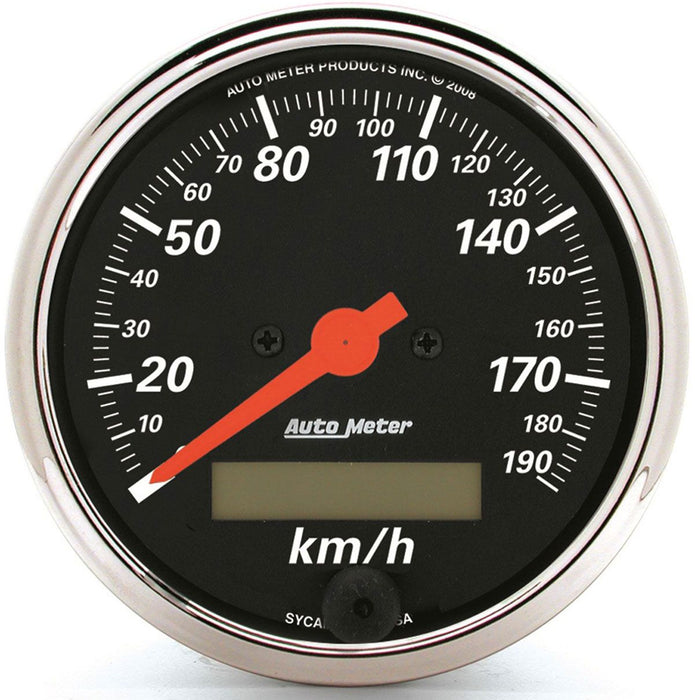 AUTOMETER DESIGNER BLACK SERIES SPEEDO, 3-1/8", IN-DASH, ELECTRIC, PROGRAMMABLE, 190 KPH