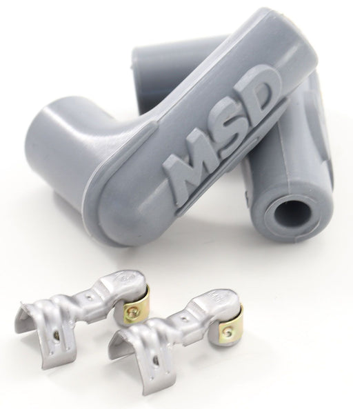 MSD8850- Replacement Ignition Leads Boot and Terminal Kit 90 Degree Spark Plug Boots and dual crimp terminals, Grey, set of 9 