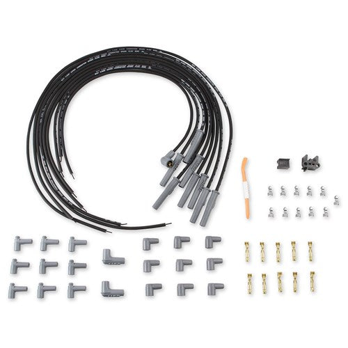 SUPER CONDUCTOR SPARK PLUG LEAD SET 8.5mm, BLACK, UNIVERSAL MULTI-ANGLE PLUG