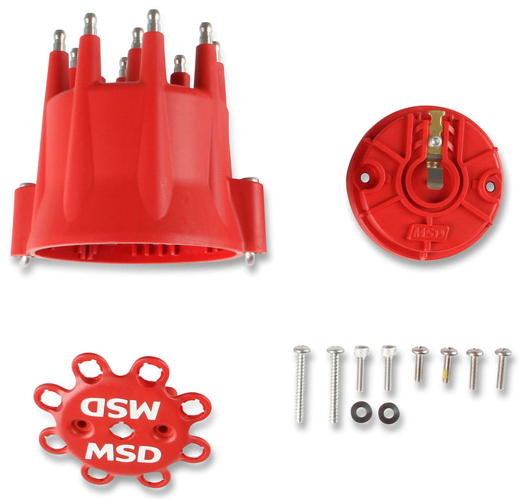 Distributor Cap and Rotor Kit - Replacement Cap, Rotor & Retainer, suit MSD Billet Distributors w/GM style cap