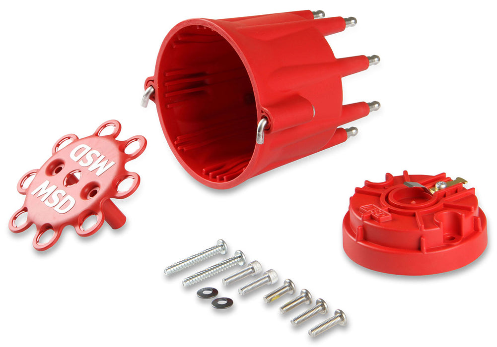 Distributor Cap and Rotor Kit - Replacement Cap, Rotor & Retainer, suit MSD Billet Distributors w/GM style cap