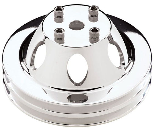 Water Pump Pulley - Polished 2-Groove Suit SB & BB Chev With Long Water Pump