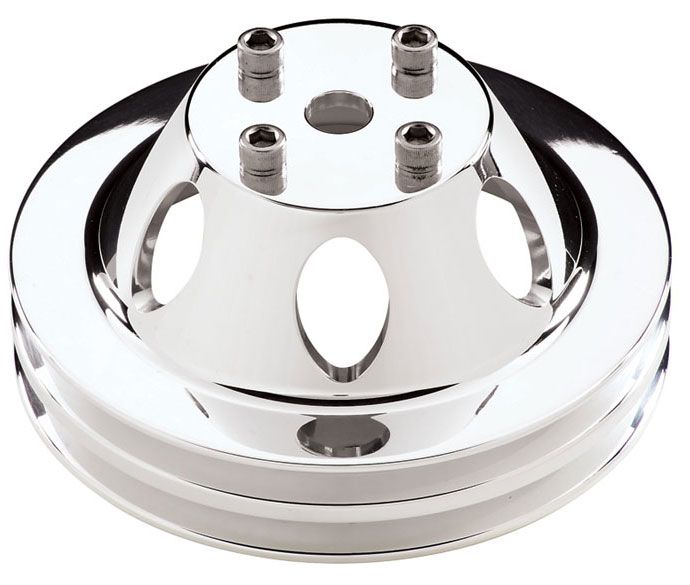 Water Pump Pulley - Polished 2-Groove Suit SB & BB Chev With Long Water Pump