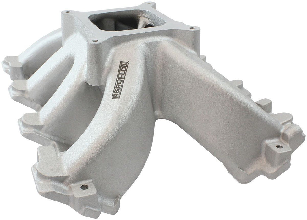 GM LS CATHEDRAL PORT CARBURETOR HI RISE SINGLE PLANE NON-EFI INTAKE MANIFOLD, NATURAL FINISH