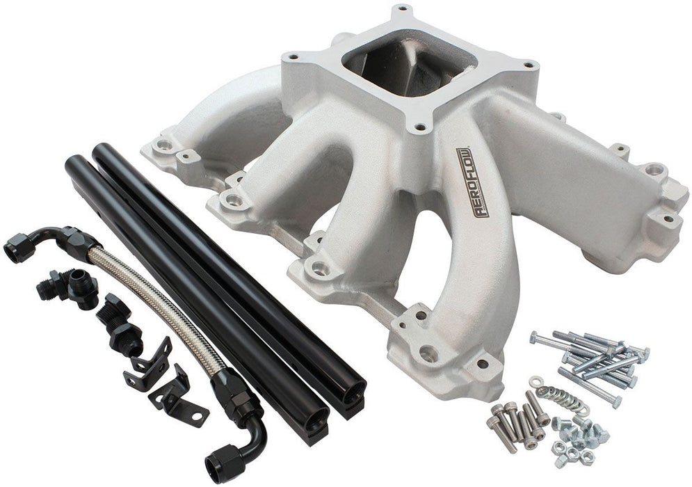 GM LS CATHEDRAL PORT CARBURETOR HI RISE RACE SINGLE PLANE EFI INTAKE MANIFOLD, NATURAL FINISH