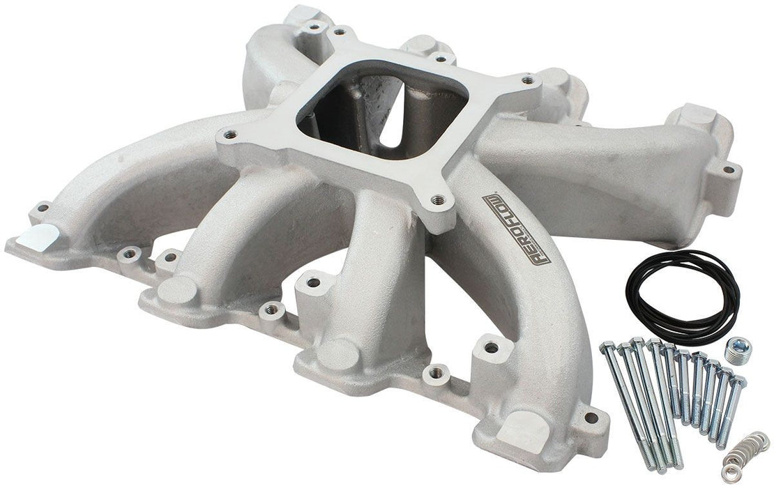 GM LS RECTANGLE PORT CARBURETOR STREET SINGLE PLANE NON-EFI INTAKE MANIFOLD, NATURAL FINISH