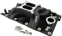 SMALL BLOCK CHRYSER AIR GAP DUAL PLANE INTAKE MANIFOLD, BLACK FINISH