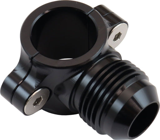 Clamp On Hard Line to Male AN Adapter 3/8" to -6AN Black Finish 