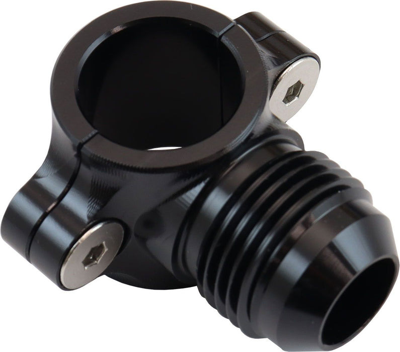 Clamp On Hard Line to Male AN Adapter 3/8" to -6AN Black Finish 