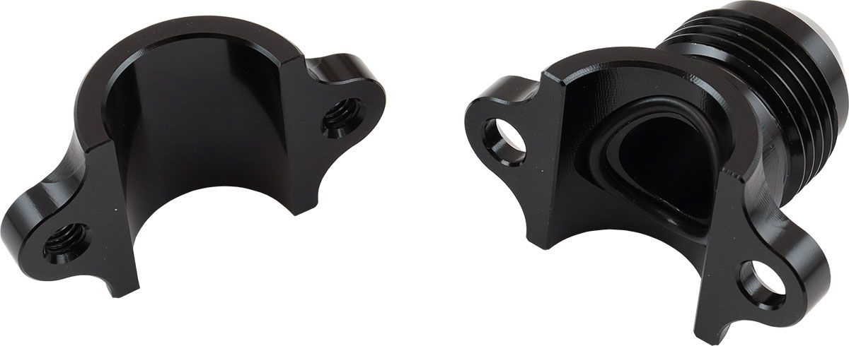 Clamp On Hard Line to Male AN Adapter 3/8" to -6AN Black Finish 