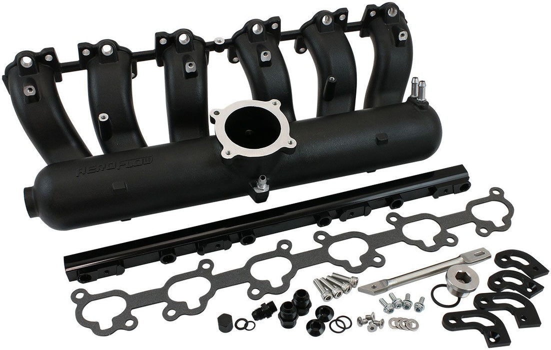 Ford Falcon FG Barra Intake Manifold, Black Finish -8ORB Fuel Rails to suit 14mm 3/4" Length Fuel Injectors 
