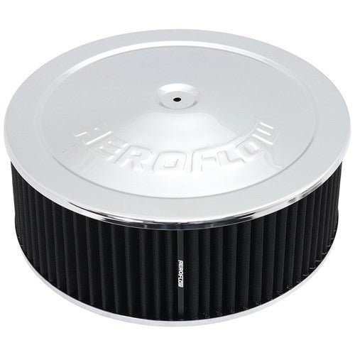 CHROME 14" x 5" AIR FILTER ASSEMBLY WITH 1-1/8" DROP BASE, 5-1/8" NECK