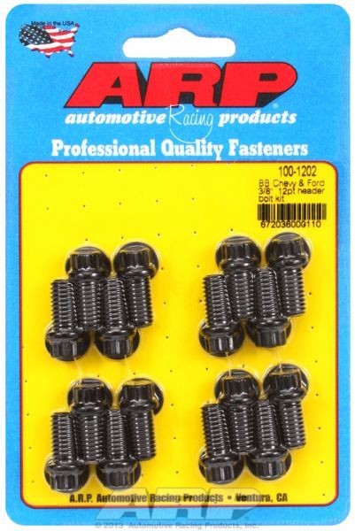 AR100-1202 - ARP HEADER BOLTS FITS CHEV BB & FITS FORD 3/8" X .75" 12-PT 16 PK 
