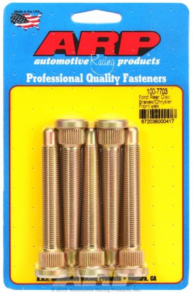 COMPETITON WHEEL STUDS fits Ford Rear Disc Brakes / Chrysler Front, 1/2" Thread (5-Pack) 