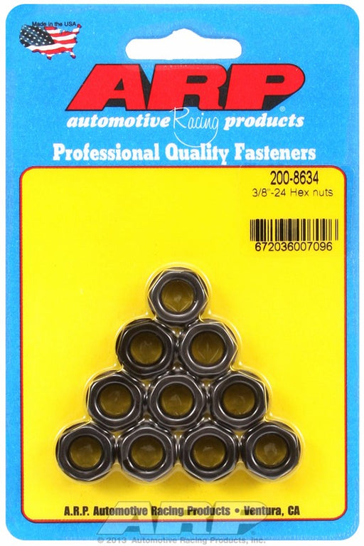 ARP Hex Nut With Flange, Chrome Moly 3/8" UNF Thread x 9/16" Socket (10-Pack)         