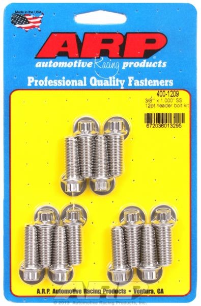 ARP Exhaust Header Bolt Kit, 12-Point S/S, Universal 3/8" X 1.000" UHL (12 Pack)