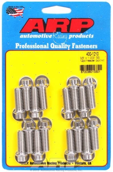 ARP Exhaust Header Bolt Kit, 12-Point S/S, Universal 3/8" X 1.000" UHL (16 Pack)