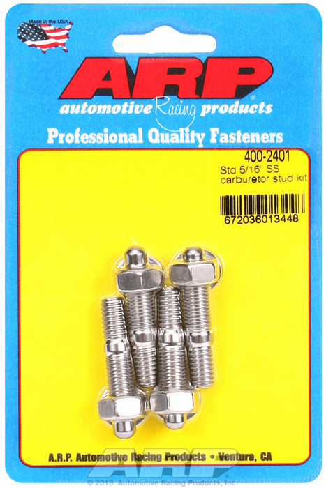 Carburettor Stud Kit, Hex Nut S/S fits Carburettor With No Spacer 5/16" Thread x 1.700" OAL (4-Piece)