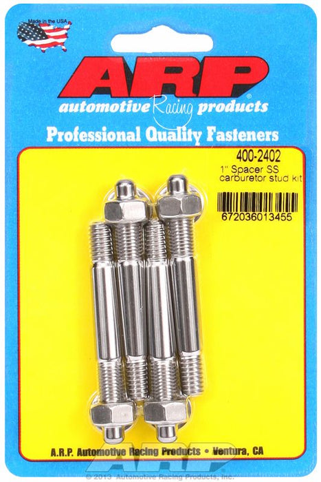 Carburettor Stud Kit, Hex Nut S/S fits Carburettor With 1" Spacer 5/16" Thread x 2.700" OAL (4-Piece)