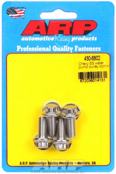 Water Pump Pulley Bolt Kit, 12-Point Head S/S Universal fits Chev, Ford & Holden 5/16-24 Thread x .750" UHL (4-Pack) 