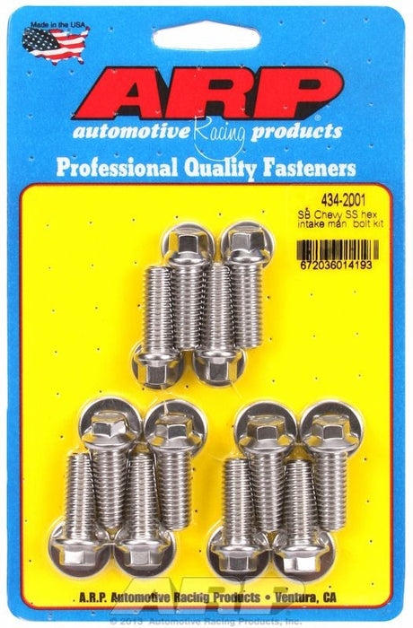 ARP INTAKE MANIFOLD BOLT KIT, HEX HEAD S/S SUIT SB CHEV