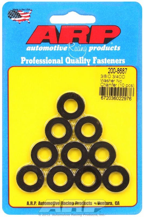 SPECIAL PURPOSE WASHER 3/8" I.D, 3/4" O.D .120" THICK WITH NO CHAMFER, 10-Pack  