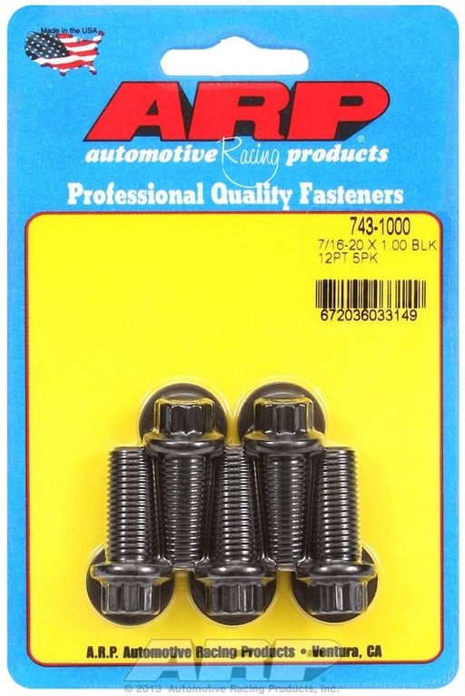 5 PACK BOLT KIT, 12-POINT HEAD BLACK OXIDE 7/16" UNF x 1.000"