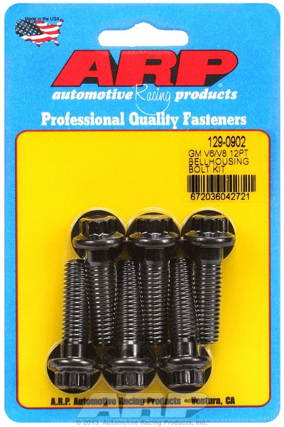 Bellhousing To Engine Block Bolt Kit fits Chev V6-V8, Black Oxide, 12-Point Head