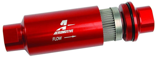 AEROMOTIVE 100 MICRON HIGH-FLOW FUEL FILTER - 10 PORTS - RED