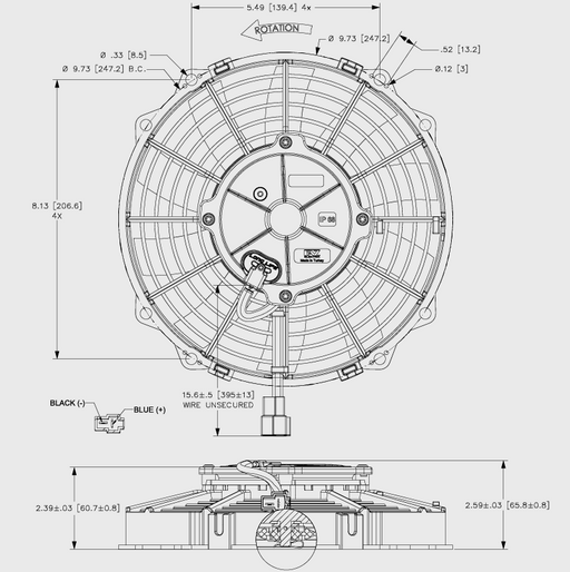 MARADYNE CHAMPION SERIES LOW PROFILE 9" REVERSIBLE THERMO FAN