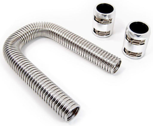 STAINLESS STEEL RADIATOR HOSE KIT, 12" HOSE LENGTH WITH CHROME END CAPS