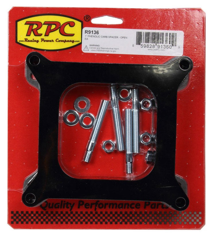 RPCR9136 PHENOLIC PLASTIC CARBURETOR SPACER, OPEN CENTER, 1" THICK