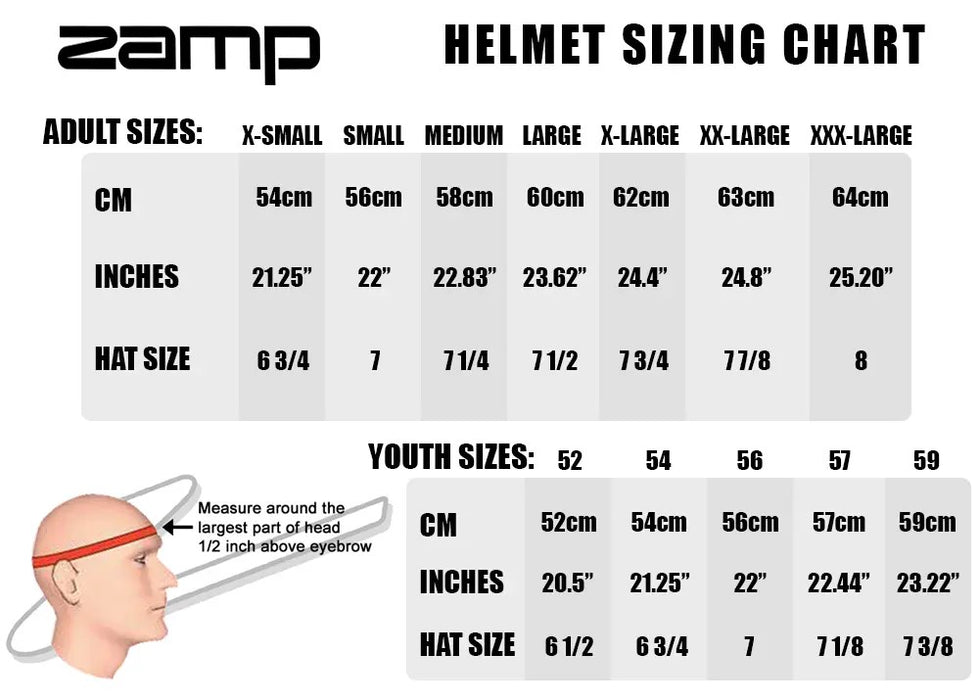 ZAMP HELMET RZ-38 WHITE, SNELL SA2025 - SMALL